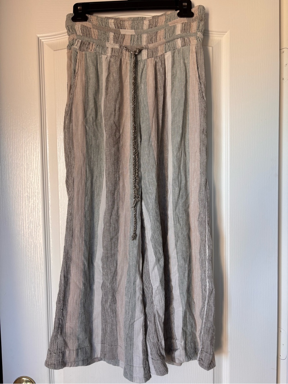 Free People Hamilton Wide Leg Pants striped cotton crop pull on women’s small